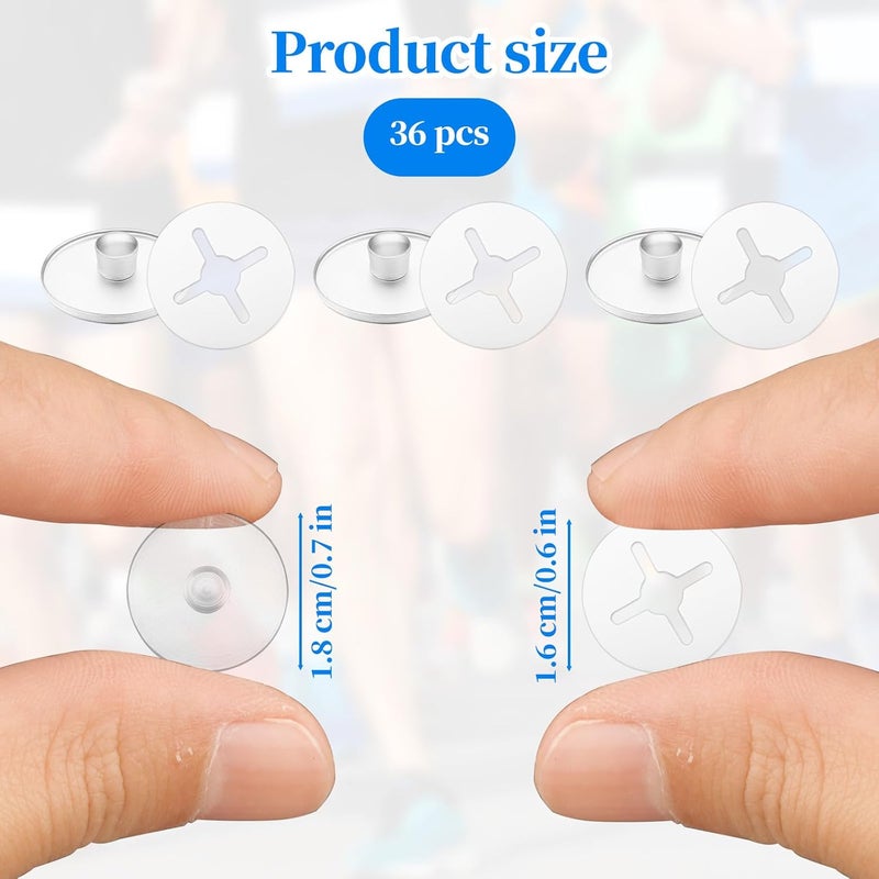 Pretwad 36 Pcs Clear Running Bib Clips - Race Number Buckle Fixing System, Race Bib Clips Holder, Triathlons Race Bib Holder Field Events Fastener Holder for Runners Marathon, Skating, Track and Field - Image 2